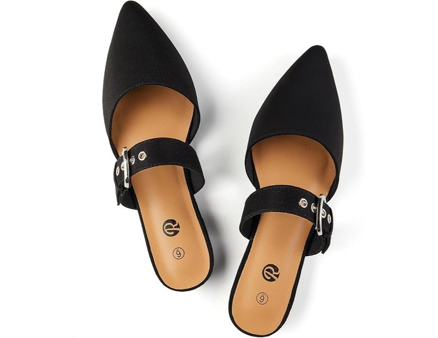 Strap Pointed Toe Backless Loafer Shoes